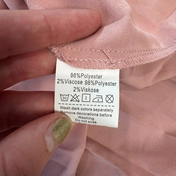 Grace Karin NWT pink pleated sleeveless dress tie belt V-neck size small D50 - Picture 6 of 9